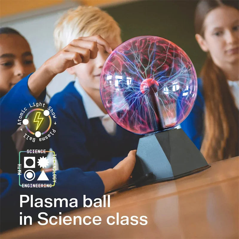 Lâmpada mágica de bola de plasma, luz noturna LED Atmosfera, vidro com controle de toque, decoração do quarto, presentes infantis, 3 ", 4", 5 ", 6"