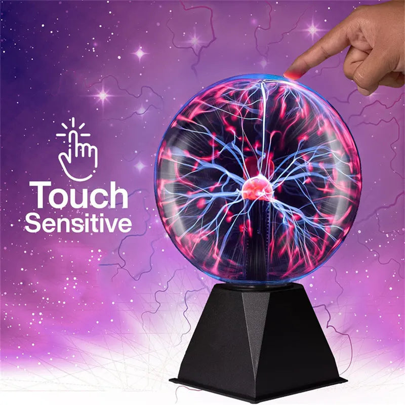 Lâmpada mágica de bola de plasma, luz noturna LED Atmosfera, vidro com controle de toque, decoração do quarto, presentes infantis, 3 ", 4", 5 ", 6"