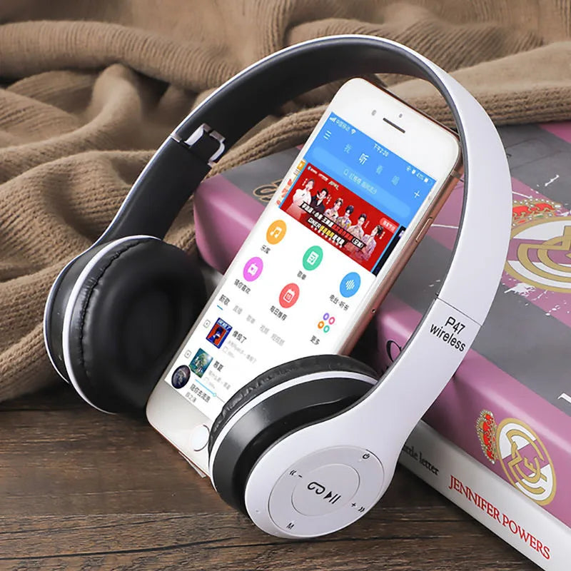 Bluetooth 5.0 Stereo P47 Headset, Jogo Desportivo Sem Fio, Série Dobrável, iPhone, Xiaomi