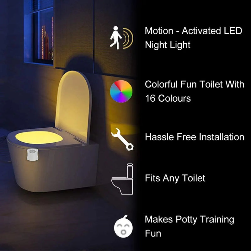 Mini Kawayi Humano Infravermelho Sensing Luz LED Night Light Vara WC 16/8 Cor Banheiro Colorido Motion Sensing Night Light